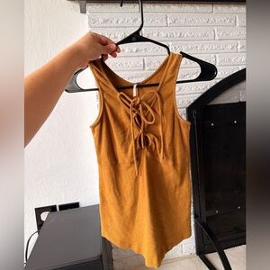 Free People Brown Criss Cross Tie Tank Top. Size XSmall. Excellent Condition!